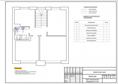 План сантехнического оборудования (2 этаж)